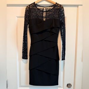 White House Black Market Black Lace Tiered Dress